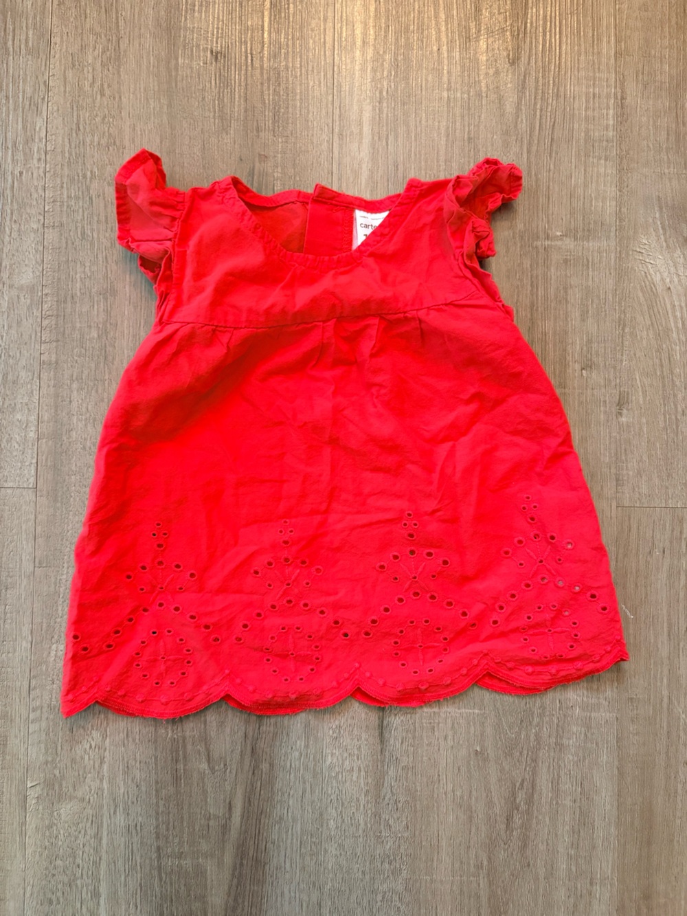 🌺10/$20 Carter's Bright Red Eyelet Short Sleeve Top